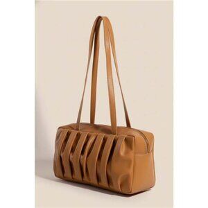 Fame Pleated Leather Rectangle Hand Bag
